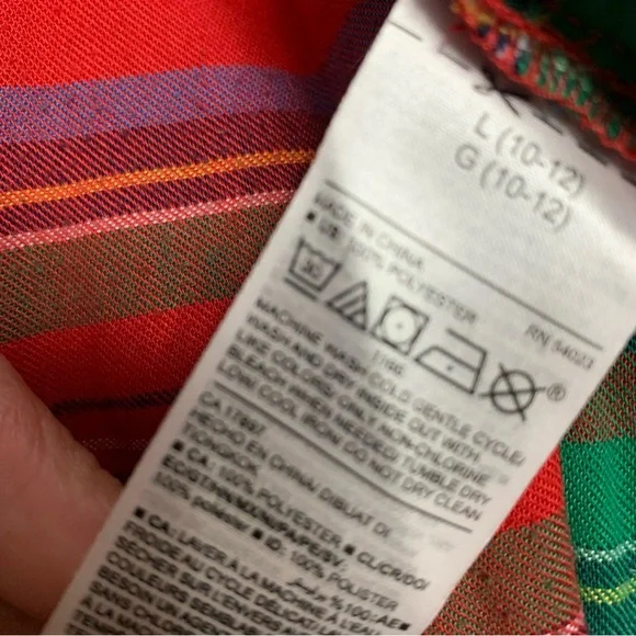 2 piece set OLD NAVY Flannel Plaid Print Pajama Red Green Tartan Kids L 10 12 - Picture 4 of 7